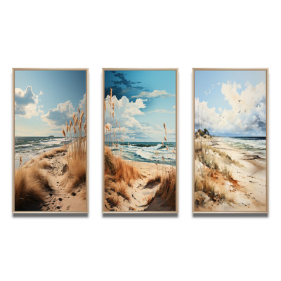 «Beachside Whispers», 3 pièces sur toile