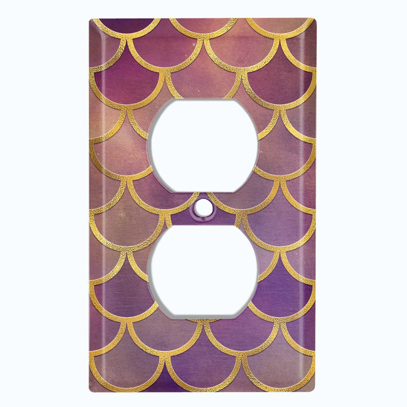 Plaque murale 1 prise Mermaid, Mauve / blanc / rose