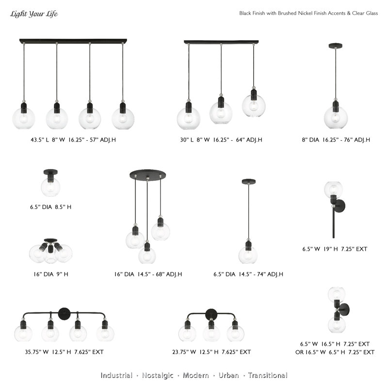 Orly 4 - Light Dimmable Vanity Light, Black/Brushed Nickel