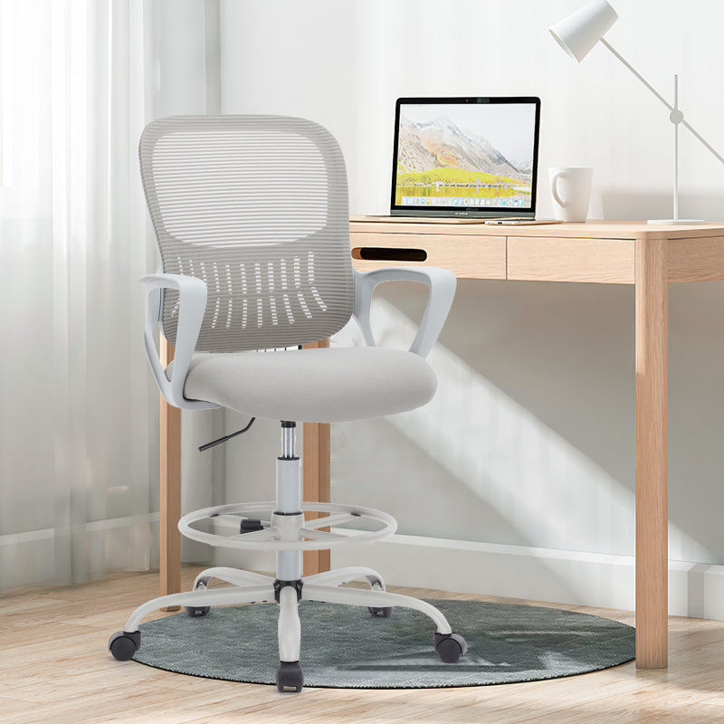 Chaise de travail ergonomique en maillage, Gris clair