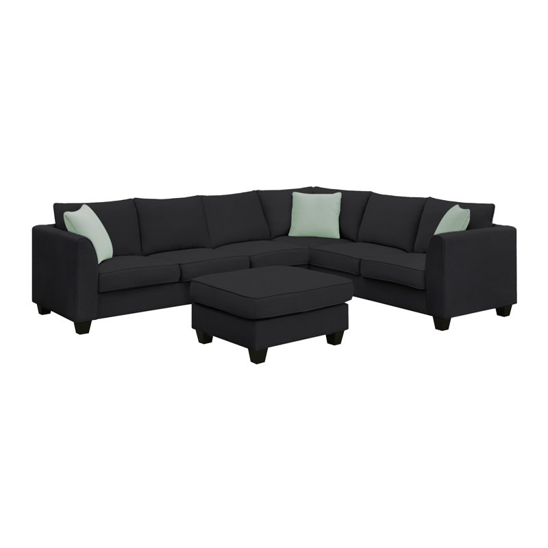 Anissia 112" W x 87" D Sectional Sofa Couches , 7 Seats Modular Sectional Sofa with Ottoman, L shaped couch with 3 Pillows