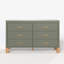 Commode double 6 tiroirs Lyra Mid-Century Modern avec structure en bois massif et poignées en métal