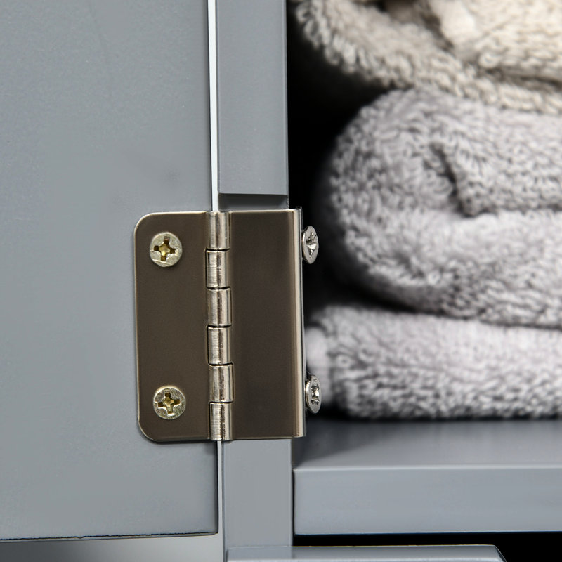54" Grey Bathroom Storage Unit. 2 Shelf And Drawers. Ample Space For Linen & Towels. Freestanding Efficient. Solid Build. Extra Wall Mount Feature. 13" W X 53.75" H. 22 Lbs Weight. Assembly Required