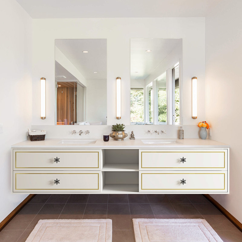 96" Floating Bathroom Vanity Base Without Top,Wall Mounted Bathroom Storage Vanity Base Only,White