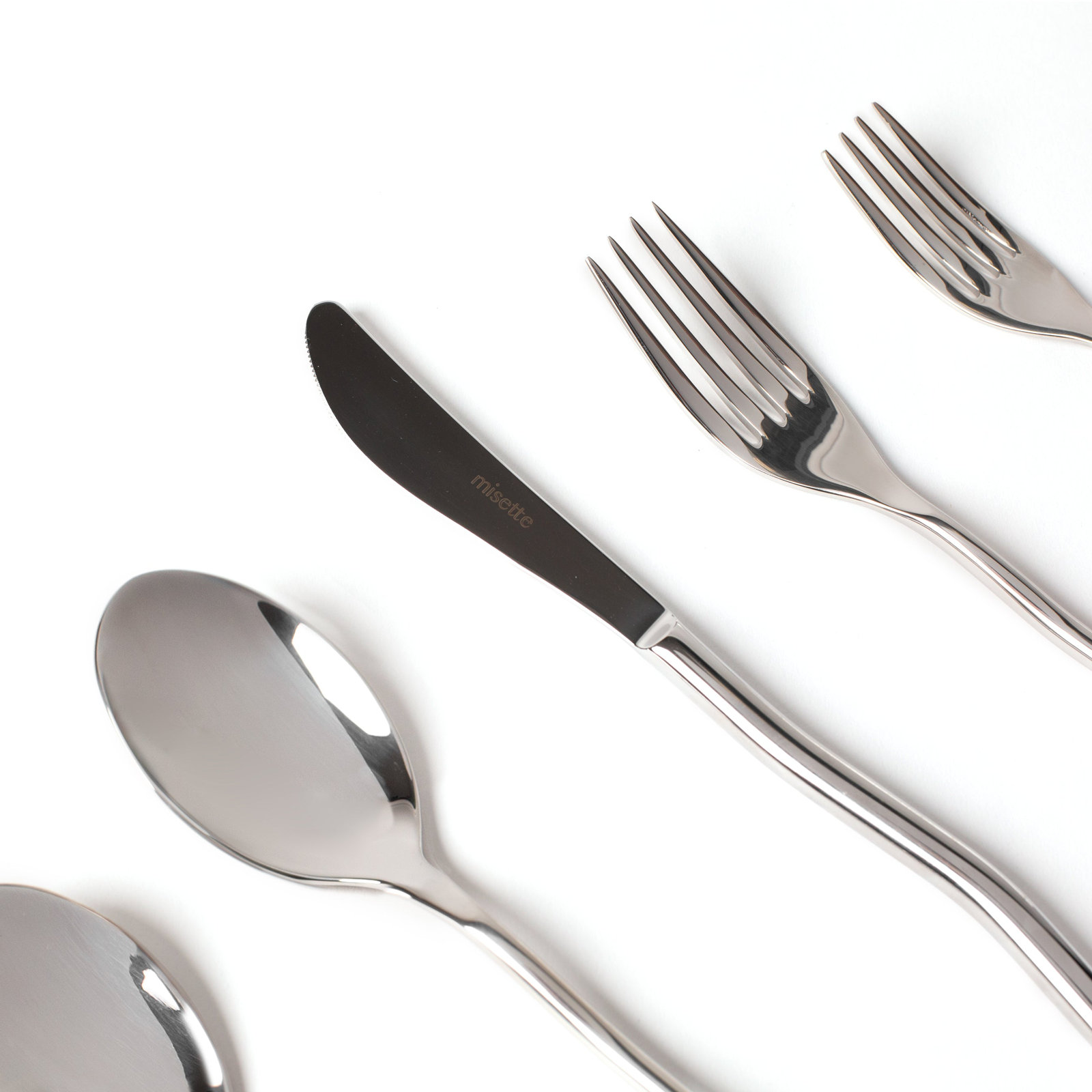 Squiggle Stainless Steel Flatware - Set of 5, Shiny Silver