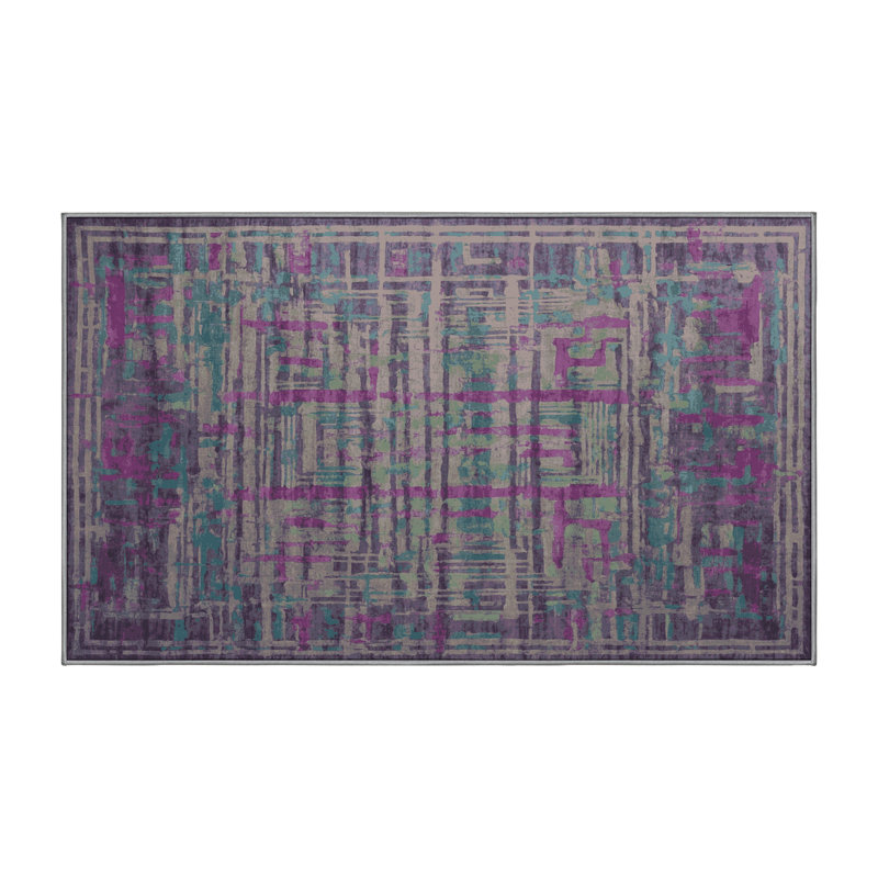 Tapis mauve lavable à la machine, Tapis de couloir 2 pi x 4 pi