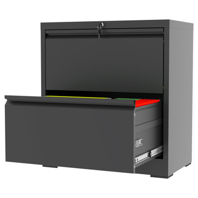 Makeace 2 Drawer Lateral File Cabinet with Lock, Metal Filing Cabinets for Home Office Storage, Letter/Legal/A4,Assembly Required,Black 