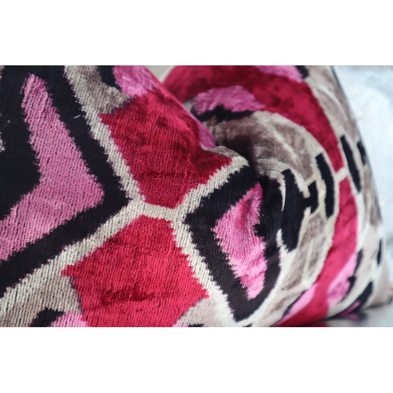 Velvet Rectangular Pillow Cover & Insert, Red Geometric Shapes