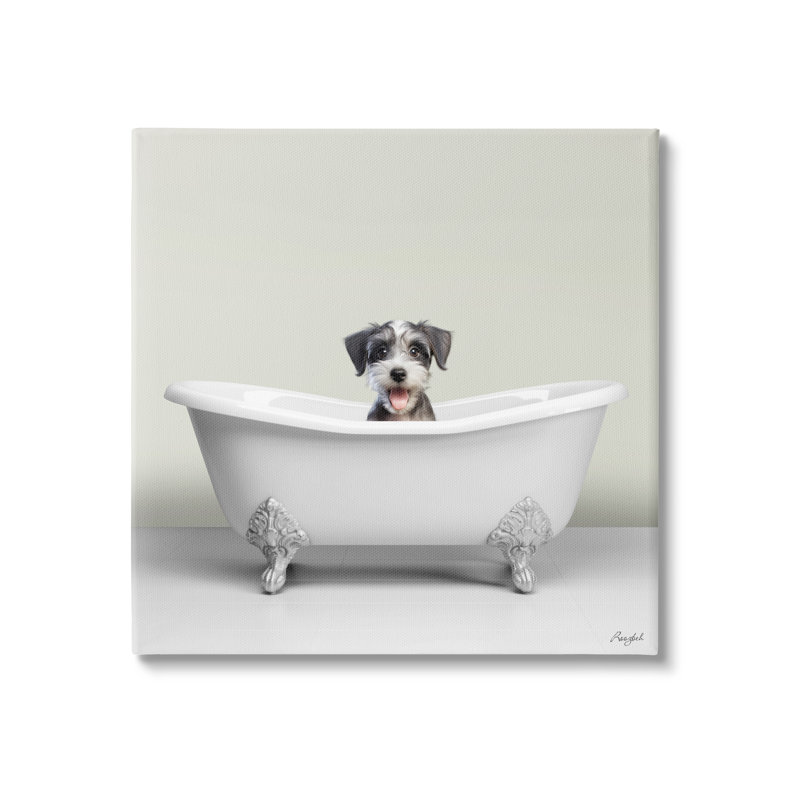 Chiot pastel dans la baignoire par Roozbeh, H 36 po x l 36 po x P 1,5 po
