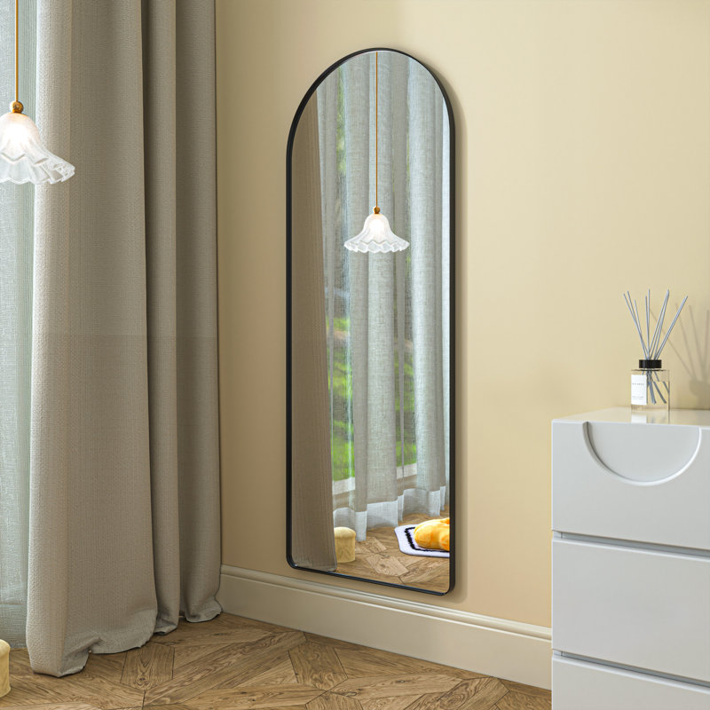 Leonitus Aluminium Frame Arch Freestanding Mirror, 65" x 22", Black