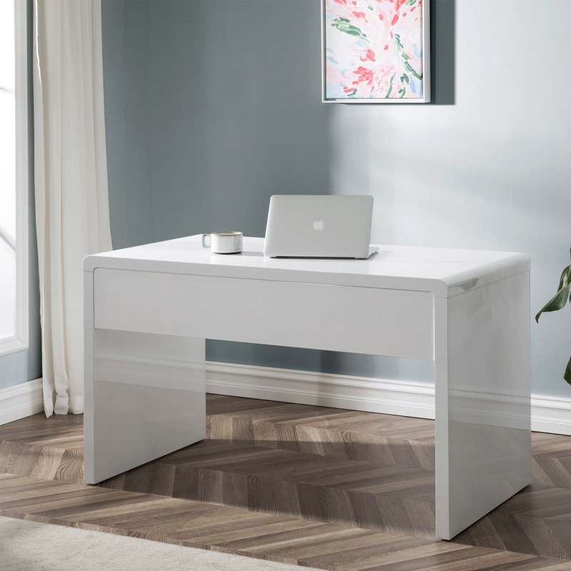 Latitude Run® White High Gloss Office Desk & Reviews - Wayfair Canada