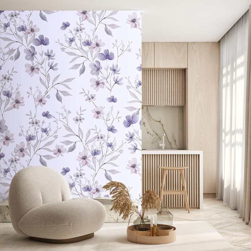 Abstract Floral Peel & Stick Floral Border, 96" L x 48" W