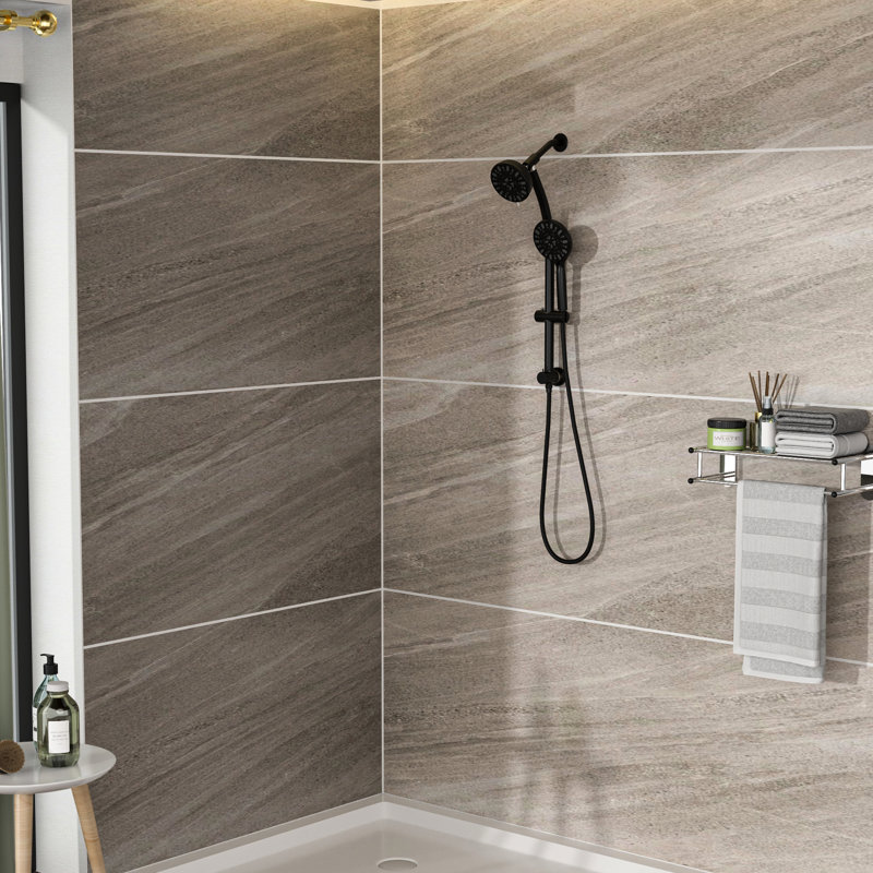 4.7" Rain Showerhead And 7 Hand Shower, Matte Black With Adjustable Slide Bar Cover, Matte Black