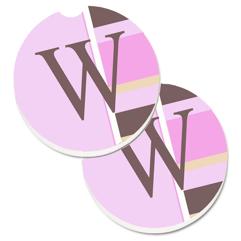 Sous-verre voiture monogramme initial, W, Rose