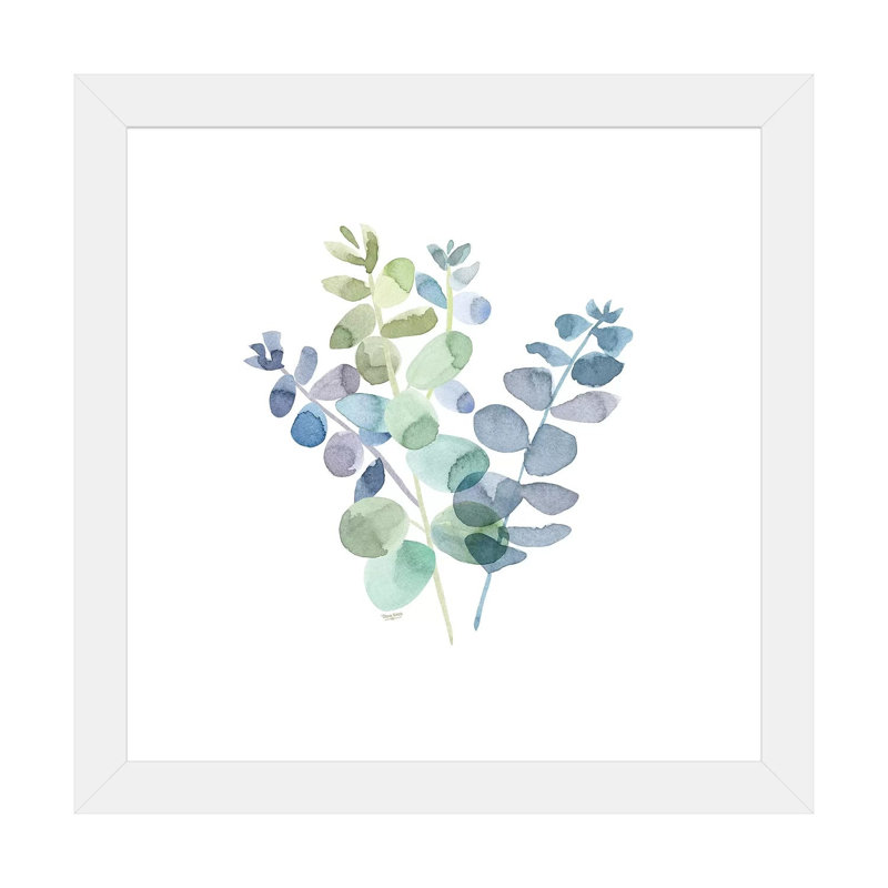 «Natural Inspiration Blue Eucalyptus on White II» par Tara Reed - reproduction d'art, Blanc, H 16 po x l 16 po x P 1 po