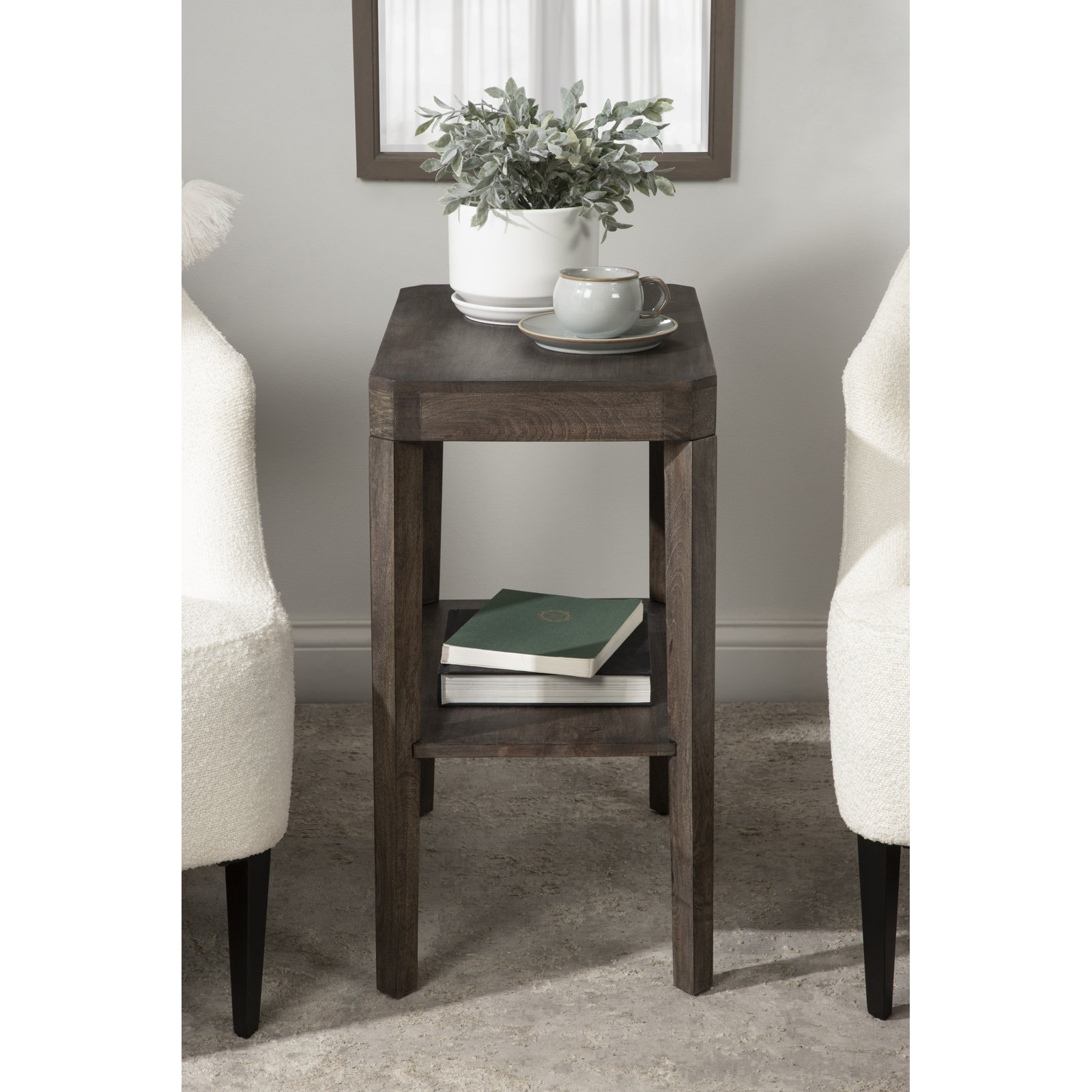 Ardentown Solid Wood End Table, Gray Wash