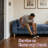Blue Chenille Large Modern Ottoman with Two Cushions ,Sturdy Wooden Legs Foot Stool-248549663