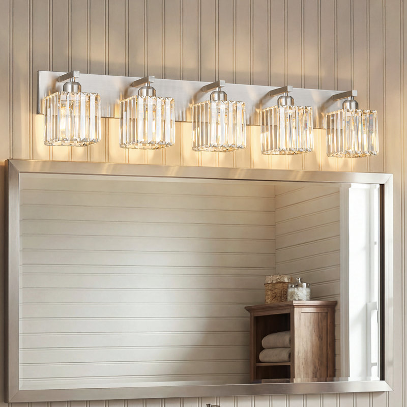 Lanceton Dimmable Vanity Light, 5 Lights, Sand Nickel