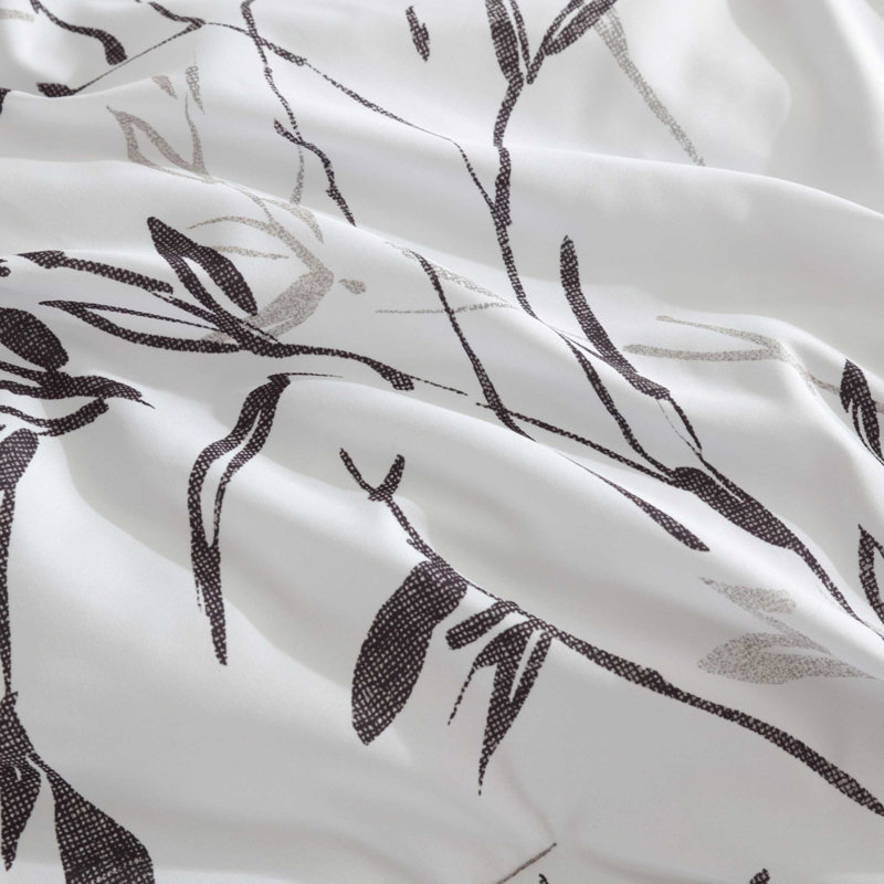 Kenneth Cole Ink Wash Vine Comforter Bonus Set, Gray/White, King Comforter + 2 King Shams