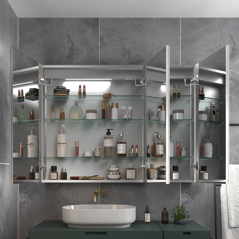 Mickenna 48'' W 36'' H Frameless Medicine Cabinet with Mirror and 6 Shelves