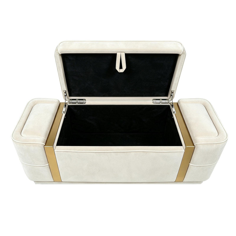 Banc de rangement avec repose-pieds Modern, Beige, Beige