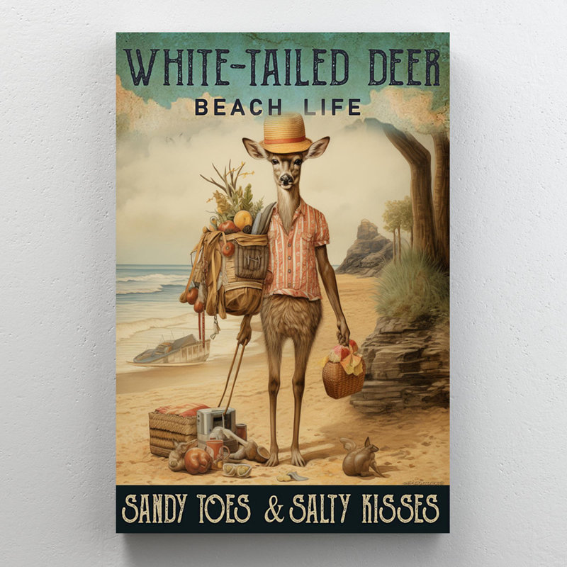 " White Tailed Deer Beach Life ", 36" H x 24" W x 1.25" D