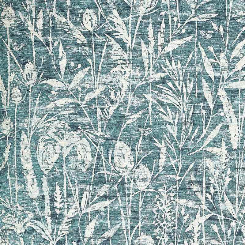 Violet Grasses Fabric, Cobalt