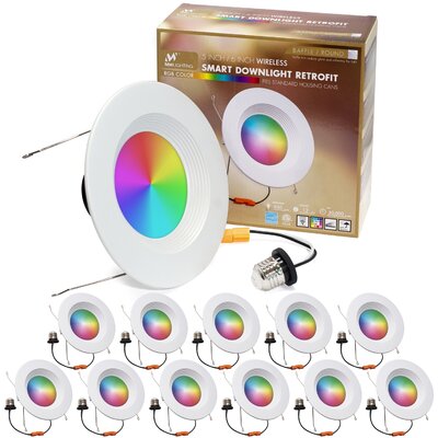 6 Inch RGBW Color Smart Downlight Retrofit With Baffle Trim, 1000 Lumen, Wifi Access, No Hub Required, and Compatible With Alexa Or Google Assistant ( -  MW LIGHTING, MW-D613-BA-RGBWIFI-12PK