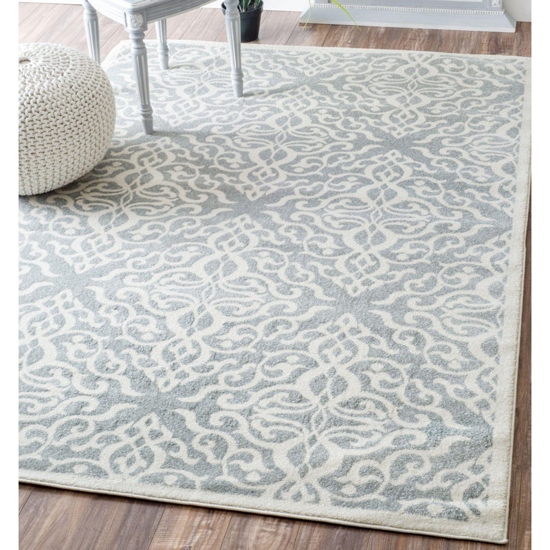 Tapis à motif géométrique pour le salon, la chambre à coucher, la salle à manger et la cuisine Tyner, gris / ivoire