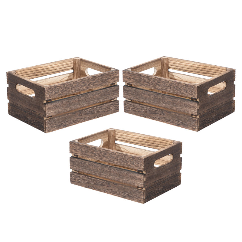 Ensemble de caisses en bois massif, Brun rustique, H 5,50 po x l 12 po x P 8 po