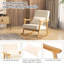  2 Pcs Upholstered Rocking Chair With Pillow Rocking Armchair With Rubber Wood Frame Beige