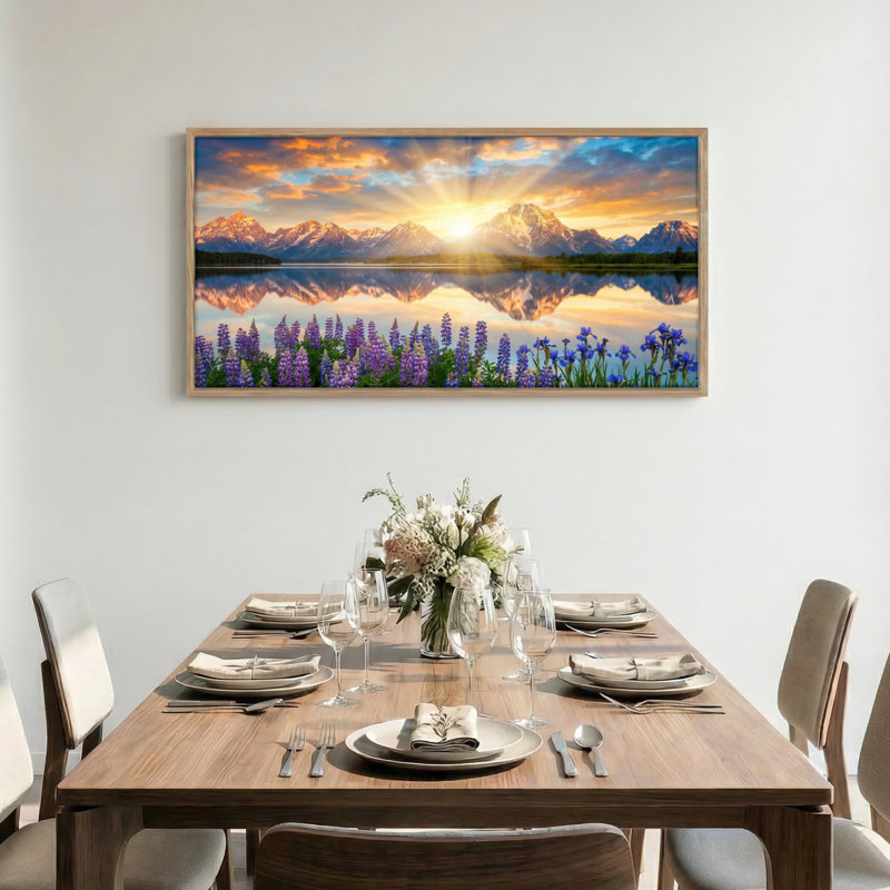 «Mountain Sunrise», reproduction d'art sur toile encadrée de 1 x 58 po x 28 po, 58 po x 28 po