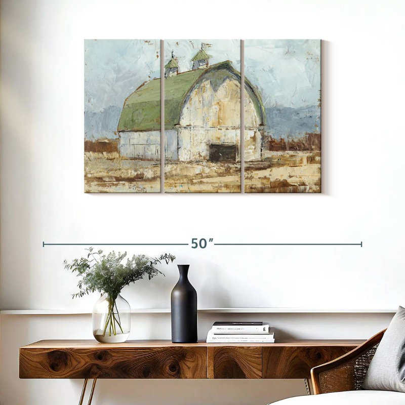 Lilie Whitewashed Barn II, 24" H x 38" W