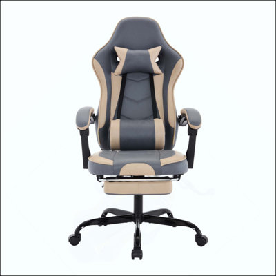 Gaming Chair, Ergonomic Computer Chair With Footrest And Massage Lumbar Support, Height Adjustable Swivel Video Game Chair For Adults, 300Lb Max