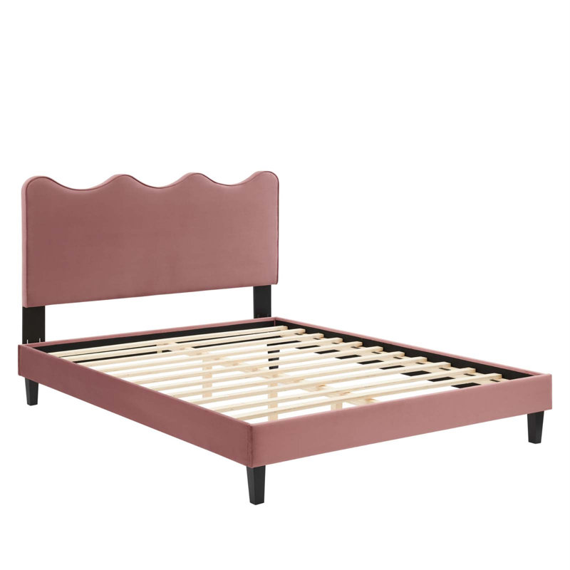 Modway Current Performance Velvet Platform Bed, Dusty Rose, Full