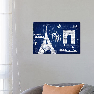 Paris Blue 1 Piece Wrapped Canvas Painting