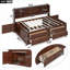 Full Size Solid Pine MDF Storage Platform Bed No Box Spring Needed 550lbs Antique Brown for Bedroom