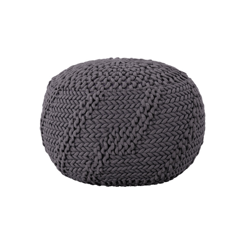 RuckeR Upholstered Pouf, Dark Gray Polyester Blend