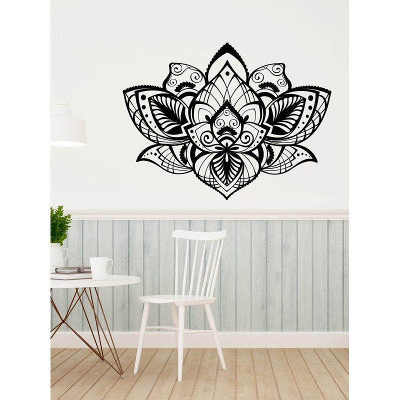 Adhésif décoratif fleur de lotus, H 22 po x l 29 po, Blanc