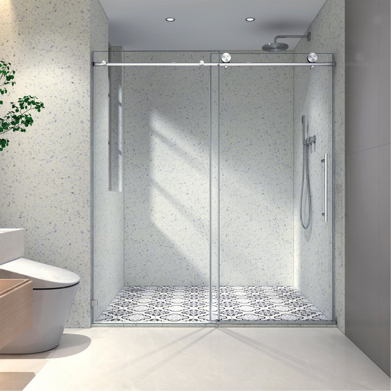 5476 porte de douche fixe et une porte décalée sans cadre
