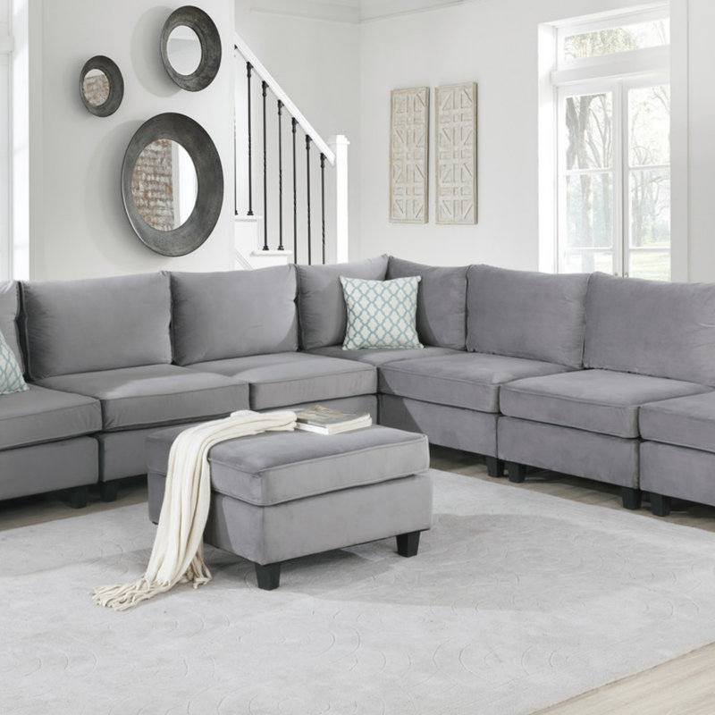 Canapé modulaire en velours 8 pièces