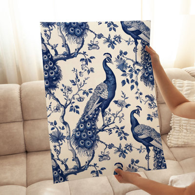 Monde et pays, motif de paon chinois, impression d'art asiatique sans cadre