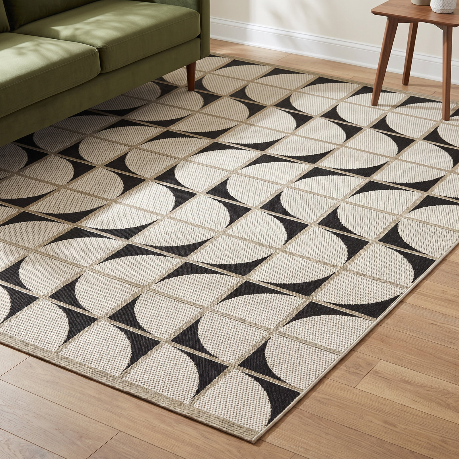 Charcoal Geometric Indoor Outdoor Rug, Rectangle 7'10" x 10'