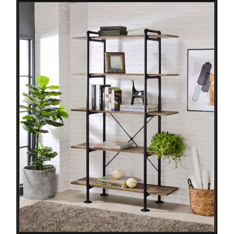 Bookcase In Rustic Oak & Black Finish