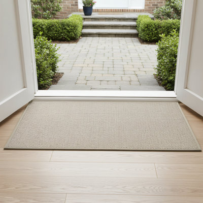 Tapis d'entrée kaki 17,1 po x 29,1 po - motif de bienvenue. Antidérapant, lavable et très absorbant pour les entrées de maison.
