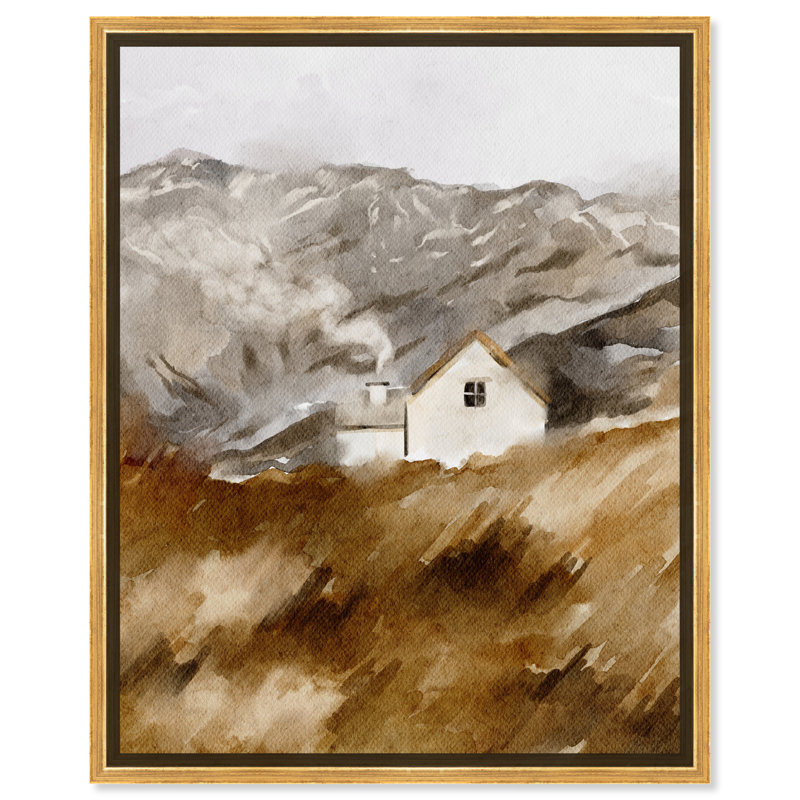 Gold Floater Frame Landscape Canvas Print with White House, 25" x 21"