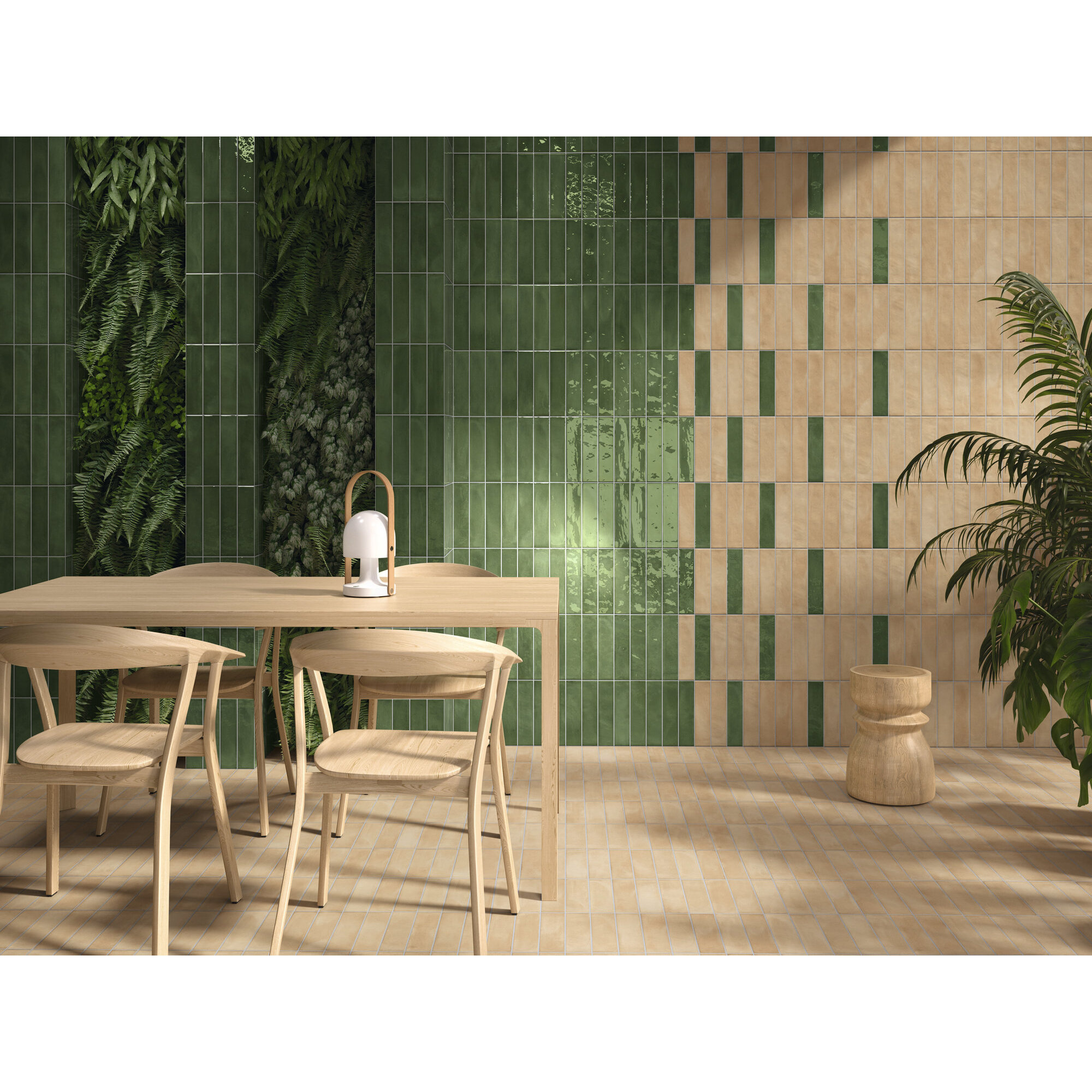 San Miyos 3" x 10" Porcelain Brick Look Subway Wall & Floor Tile, Green