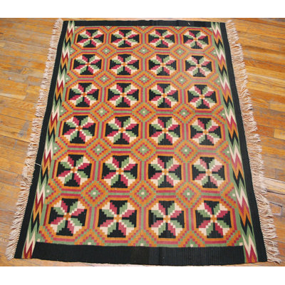 Antique Navajo Mexico Flat Weave Rug
