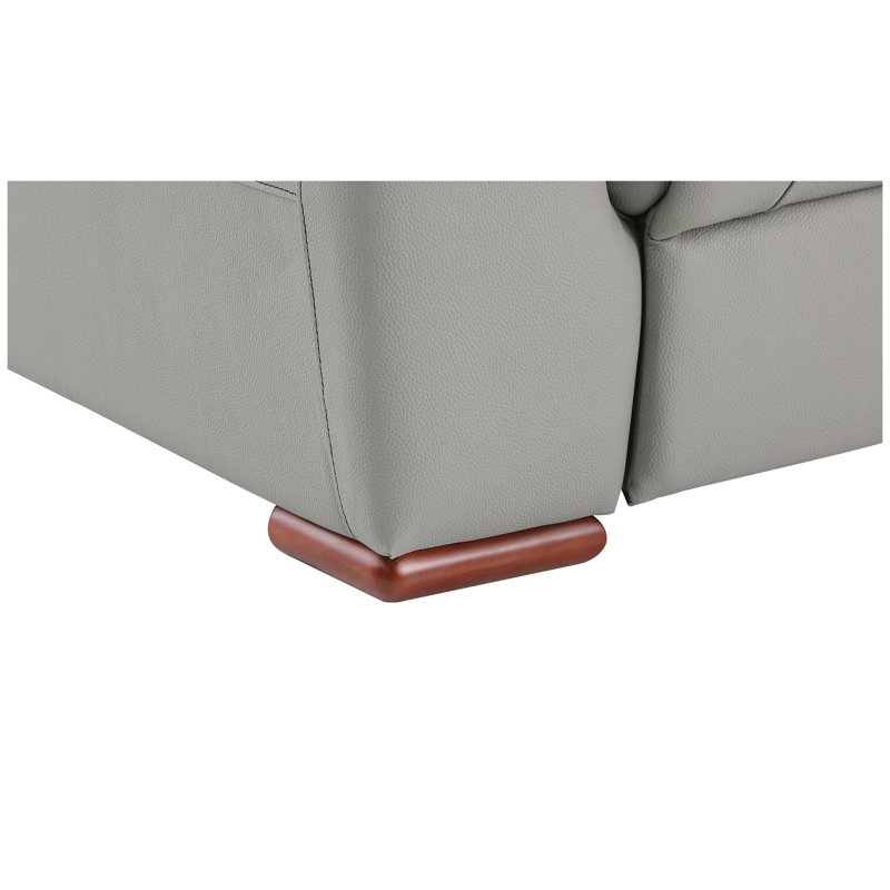 Fauteuil inclinable en cuir gris avec base lombaire en acier inoxydable Global United