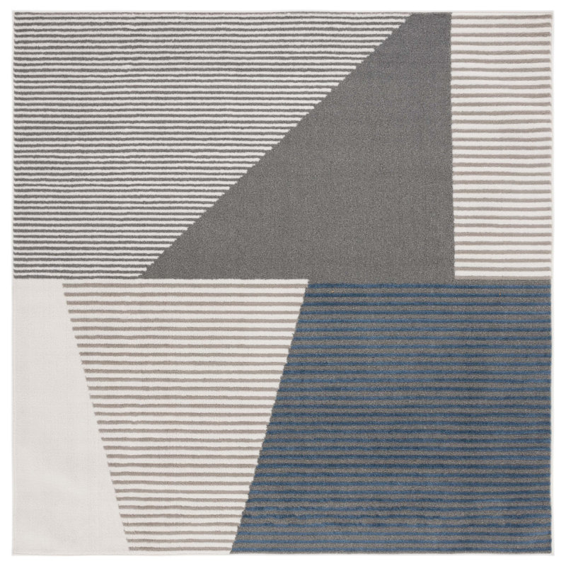 Pyramid Performance Striped Rug, Square 6'7"